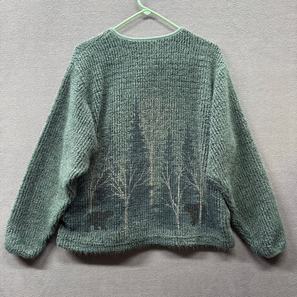 Vtg Artisans Cabincore Cottagecore Button‎ Front Cardigan Sweater Womens M Green - Picture 2 of 14